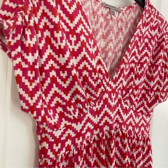 GAP Plunging V-Neck Cap Sleeve Fit and Flare Dress Cheveron - Picture 6 of 10